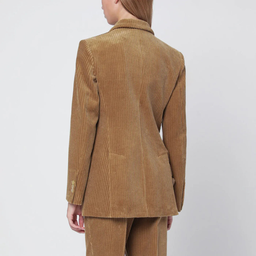 P.A.R.O.S.H. - Camel-coloured ribbed velvet jacket Brand Coats &amp; Jackets