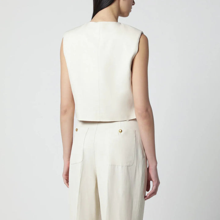 P.A.R.O.S.H. - Sand-colored linen-blend waistcoat Brand Coats &amp; Jackets S