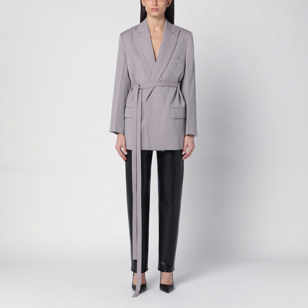 Coats & Jackets 12 UK Victoria Beckham - Light grey wool jacket with belt Brand