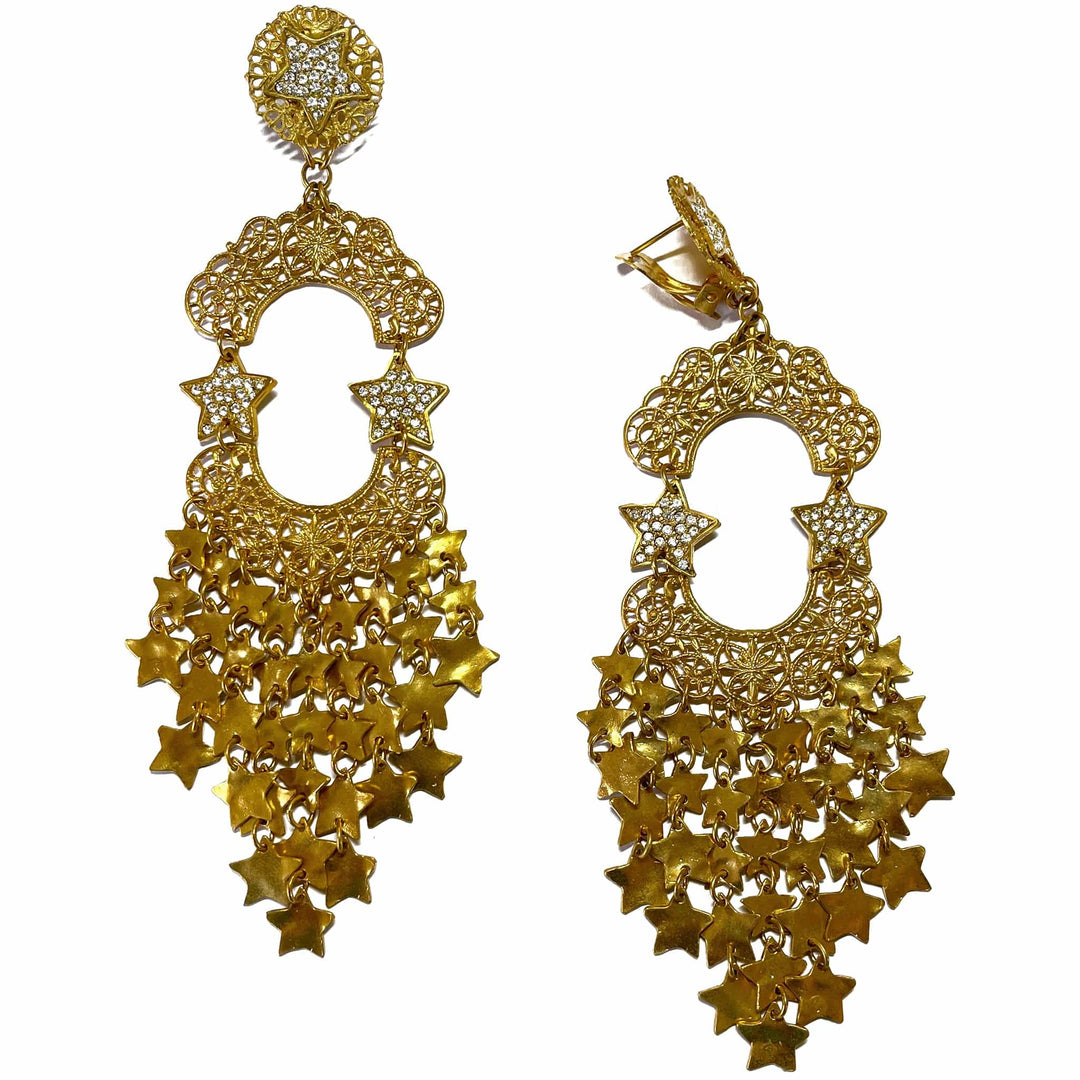 Giora Earrings Giora' Earrings with Long Fringe Star Pendant Brand