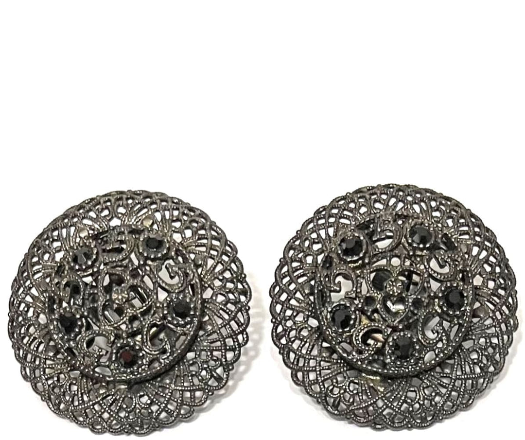 Giora Earrings Giora' Italian Filigrain Round Earrings Ruthenium Brand