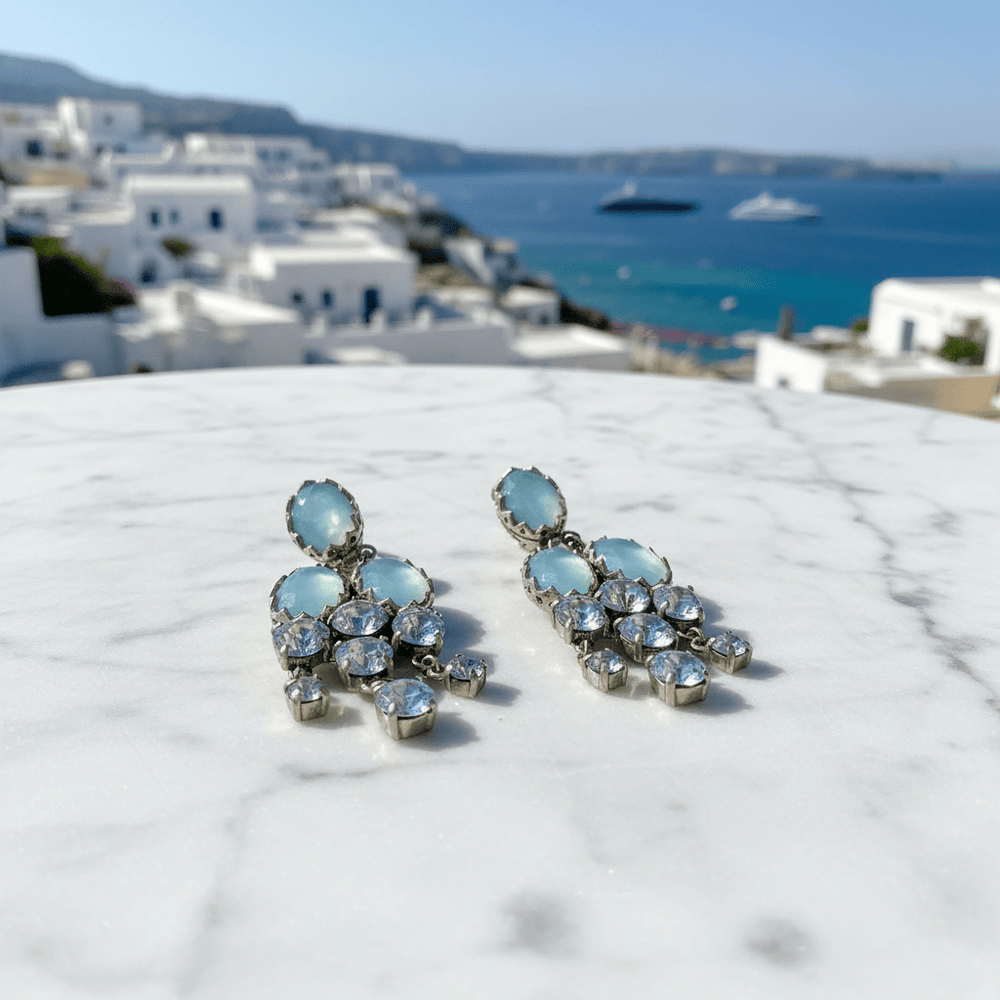 Giora Pendant Earrings With Turquoise Precious Swarovski Stone Brand Earrings