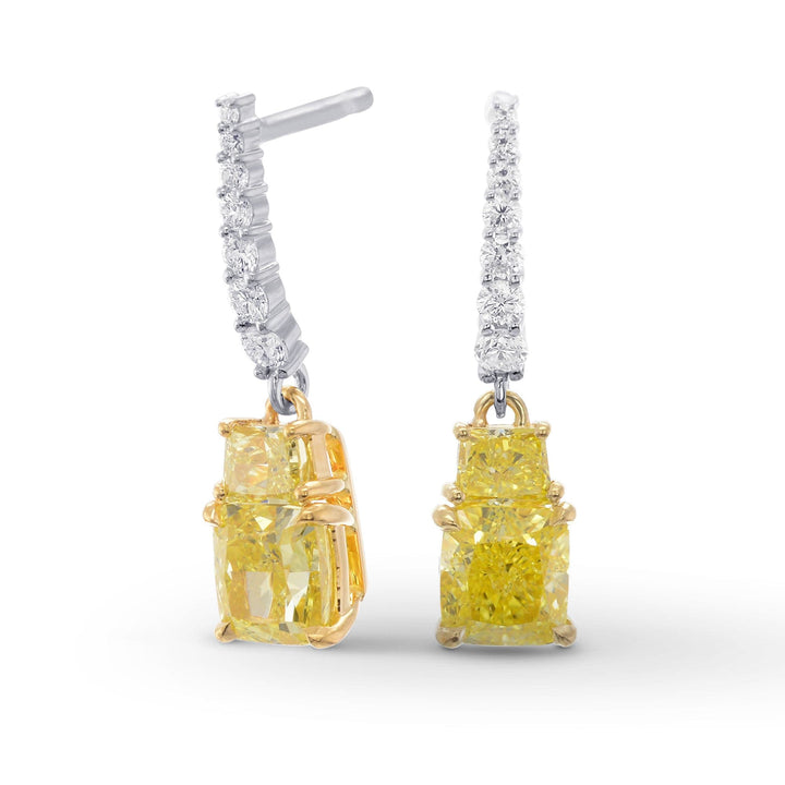 LEIBISH 2.56ct Fancy Yellow Cushion &amp; Taper Diamond Drop Earrings Brand Earrings