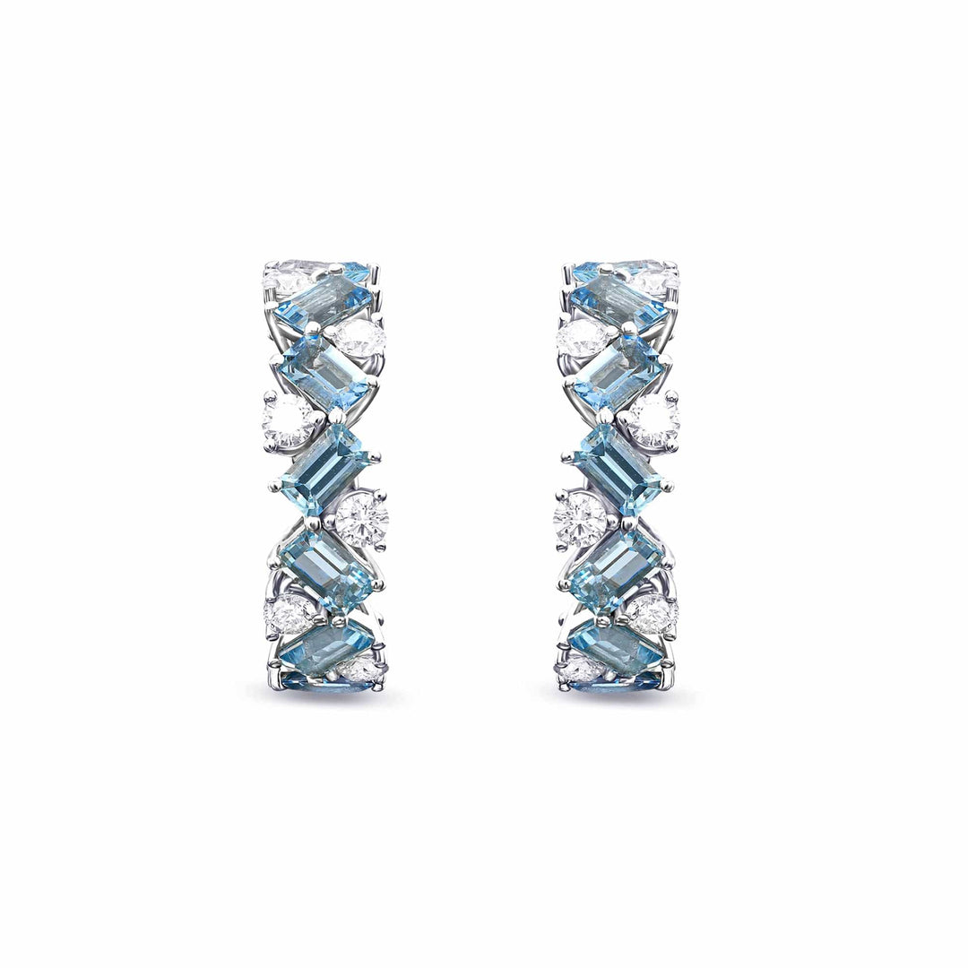 LEIBISH Aquamarine &amp; Diamond Hoop Earrings Brand Earrings