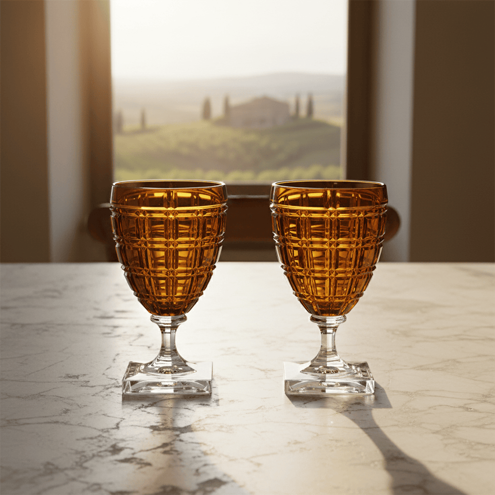 Mario Luca Giusti Winston Set of 2 Goblets Amber Brand Goblet