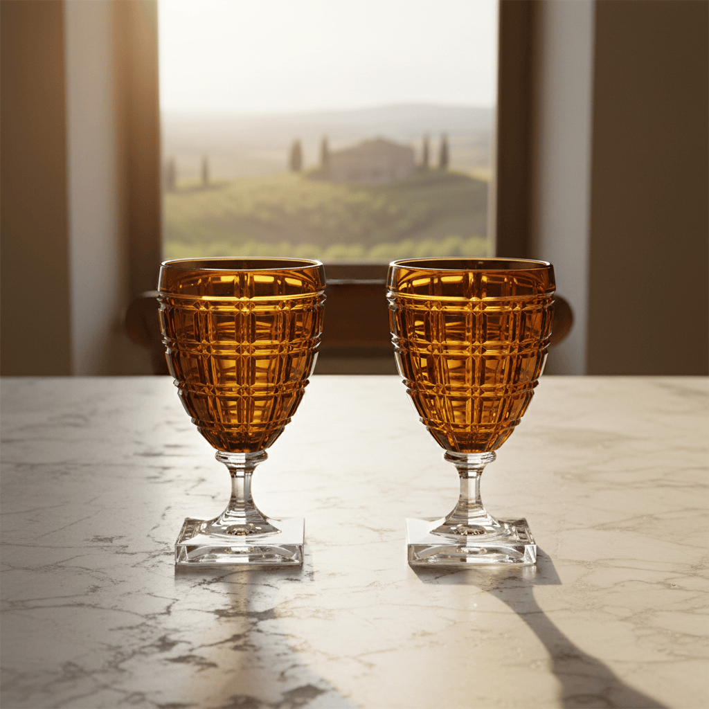 Mario Luca Giusti Winston Set of 2 Goblets Amber Brand Goblet