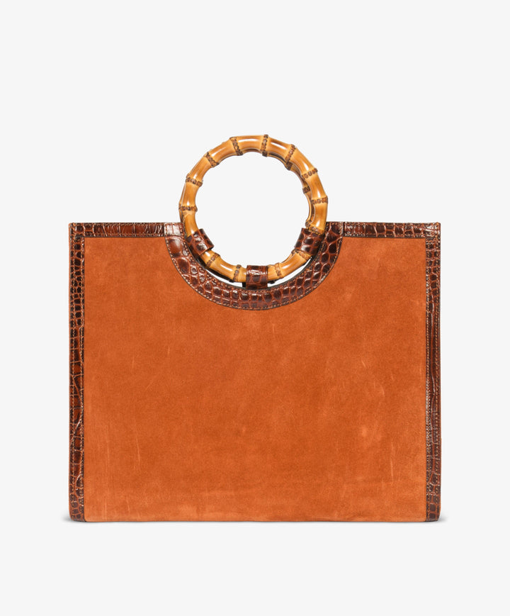 My Style Bags Personalised Bamboo Large Deluxe Handbag – Orange Brand Handbag