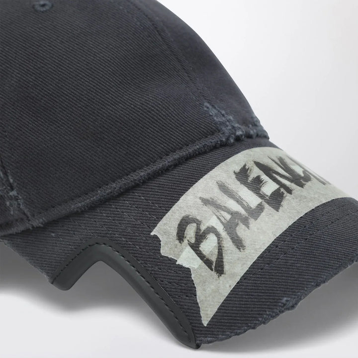 Balenciaga - Black washed-effect Masking Tape cap Brand Hats