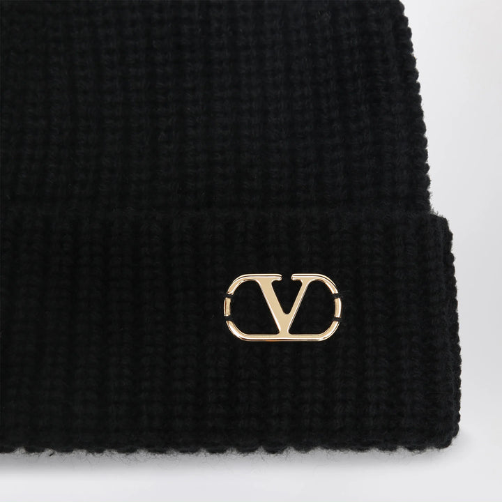 Valentino Garavani - Black Vlogo Signature cashmere beanie Brand Hats U
