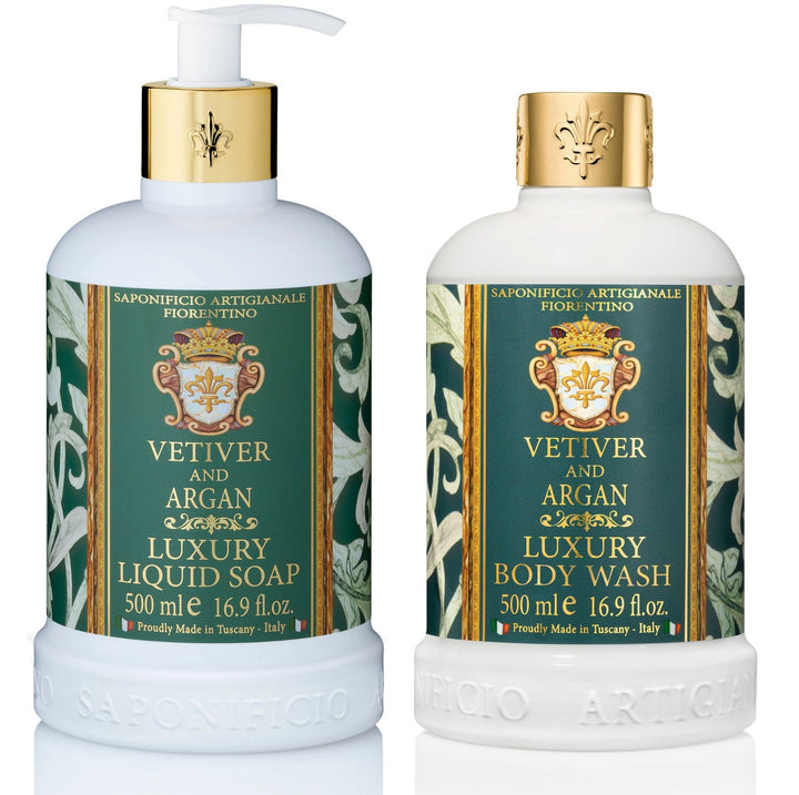 Saponificio Artigianale Fiorentino Liquid Soap Saponificio Artigianale Fiorentino Vetiver &amp; Argan Body &amp; Hand Wash Set Brand