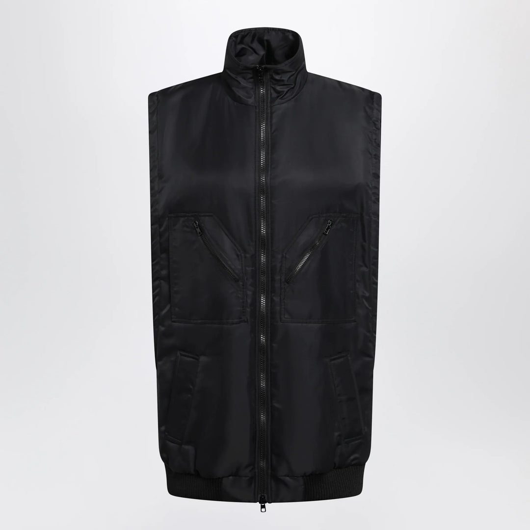 MM6 Maison Margiela - Black Nylon Zip-Up Vest Brand 36  IT
