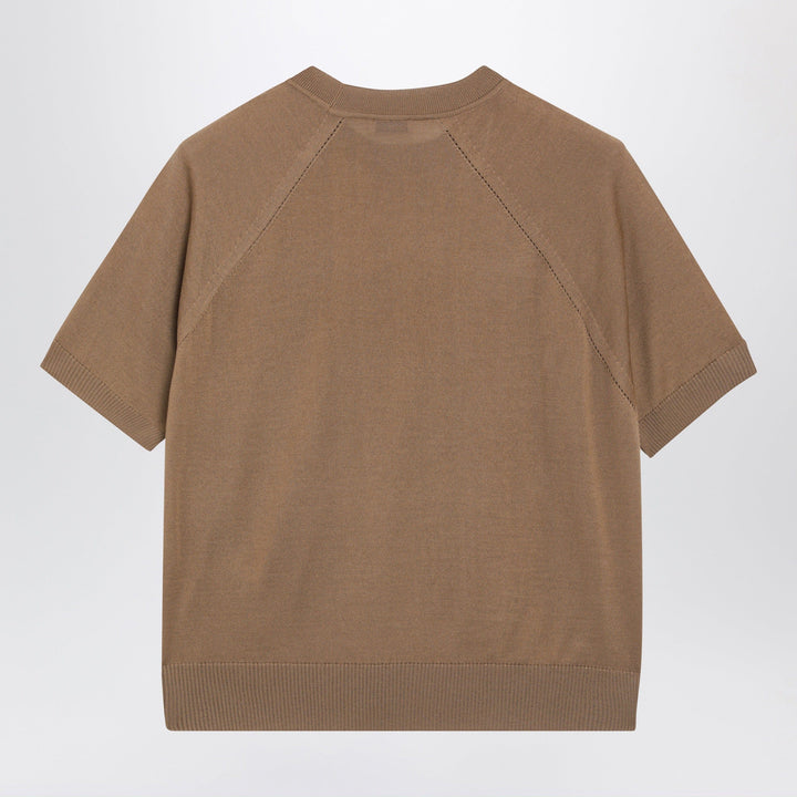 Moncler - Beige wool sweater with logo patch Brand