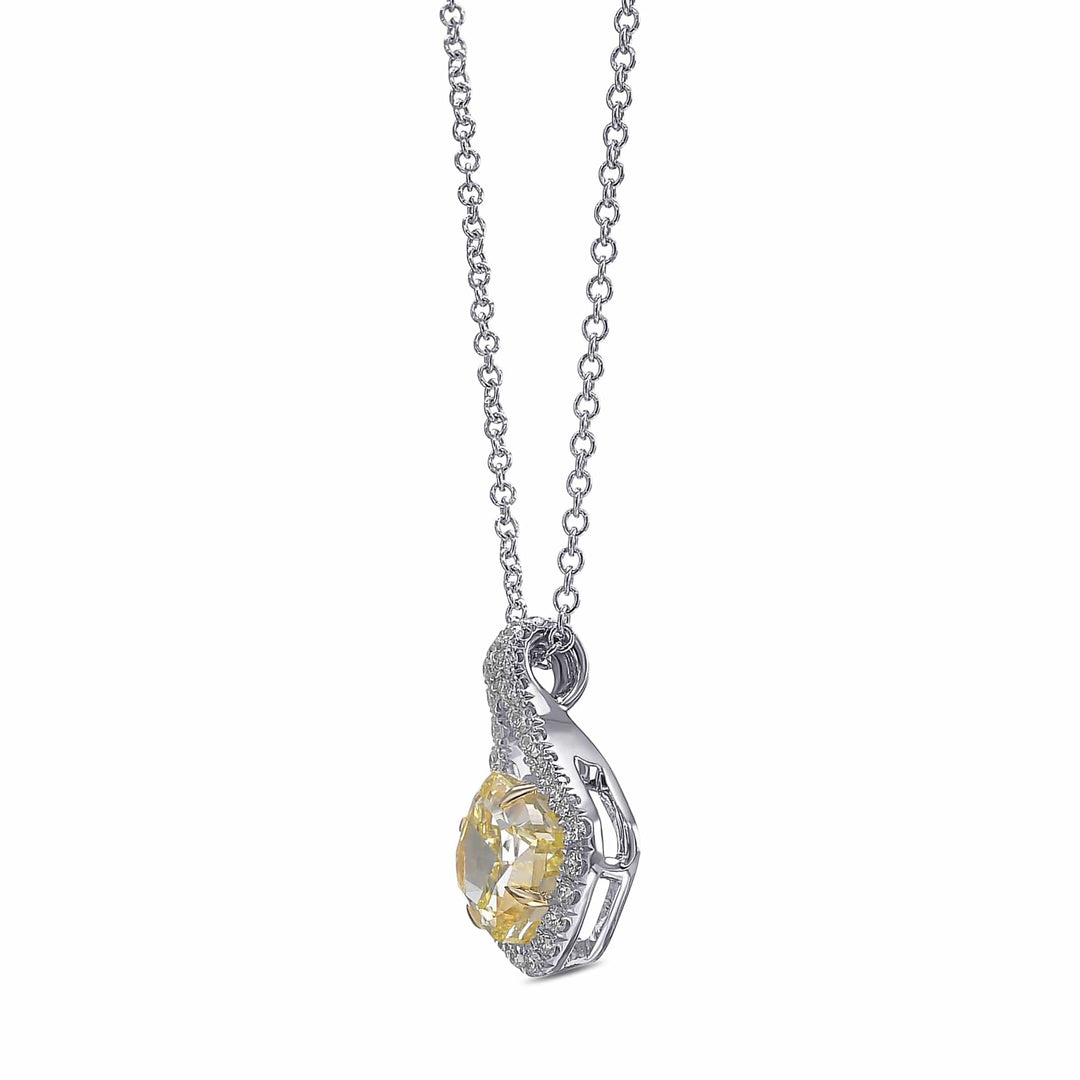 LEIBISH 1.24ct Fancy Yellow Cushion Diamond Drop Pendant Brand Necklace