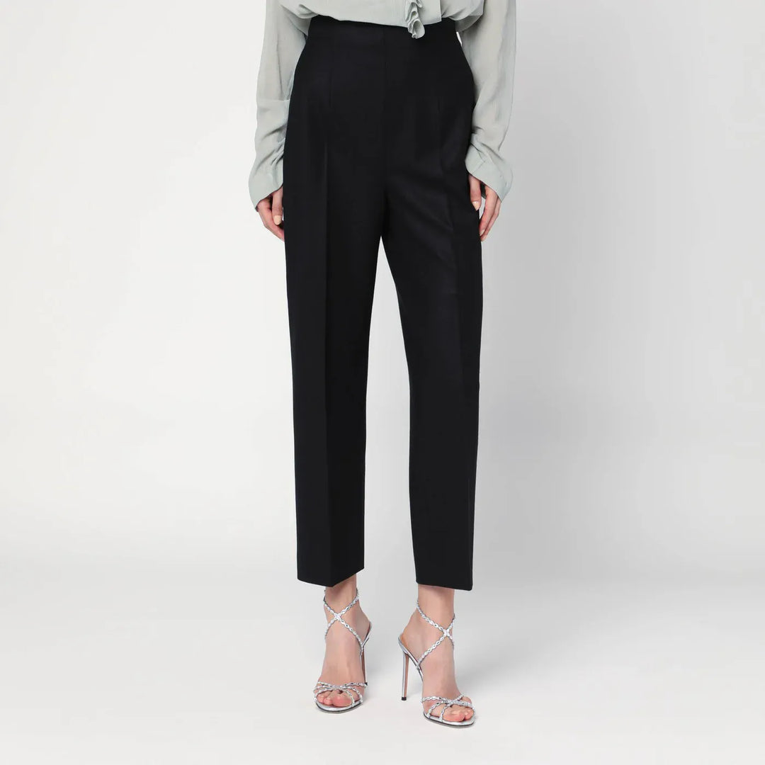 Alberta Ferretti - Black wool-blend trousers Brand Pants 40  IT