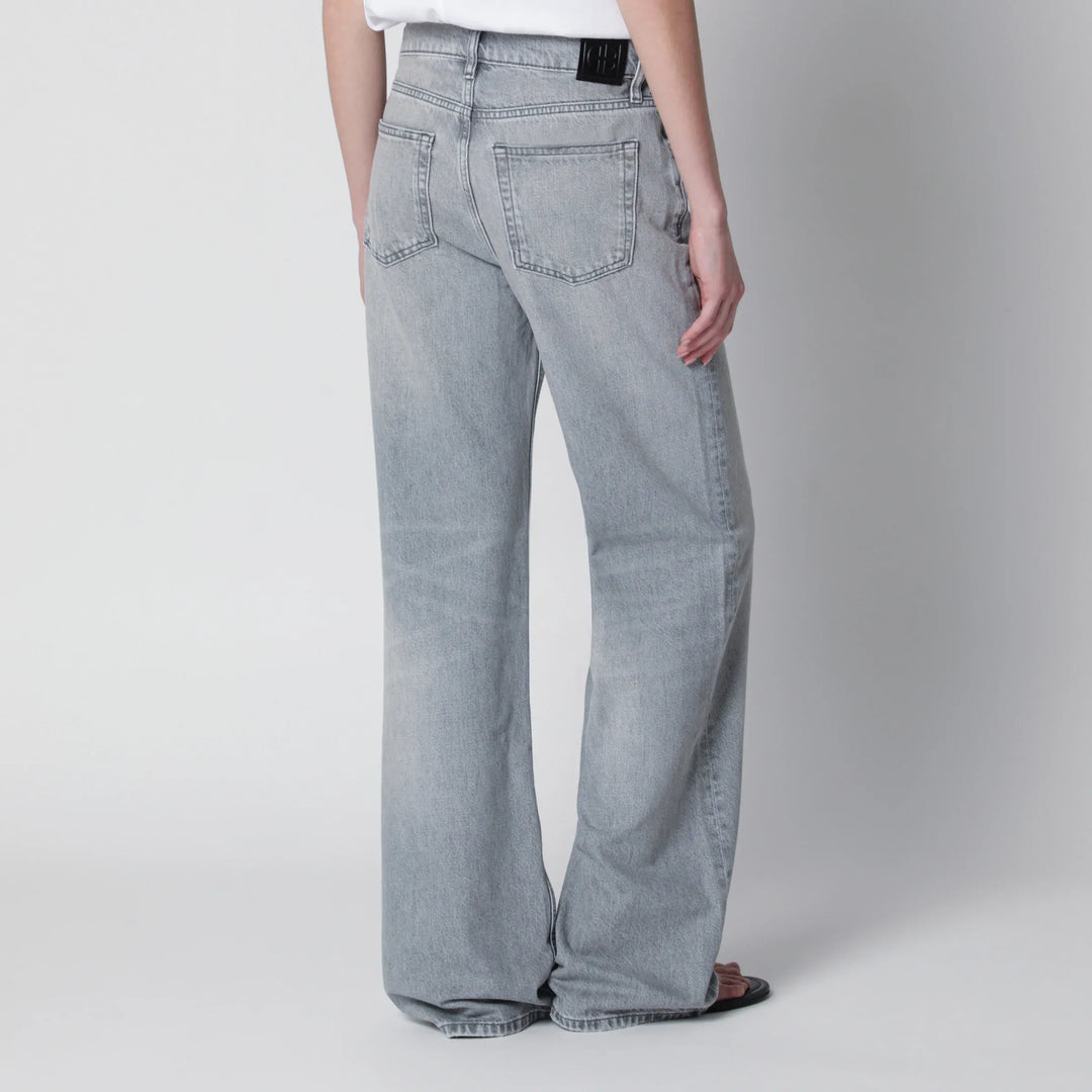ANINE BING - Jeans Hugh high-rise in light grey denim Brand Pants
