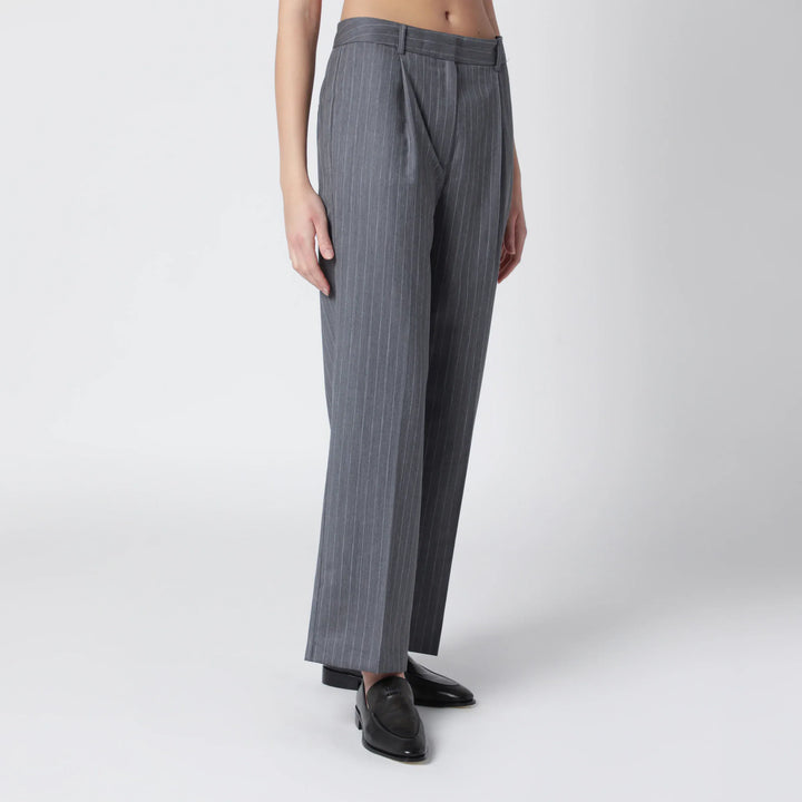 ANINE BING - Trent cropped trousers in light grey fabric Brand Pants