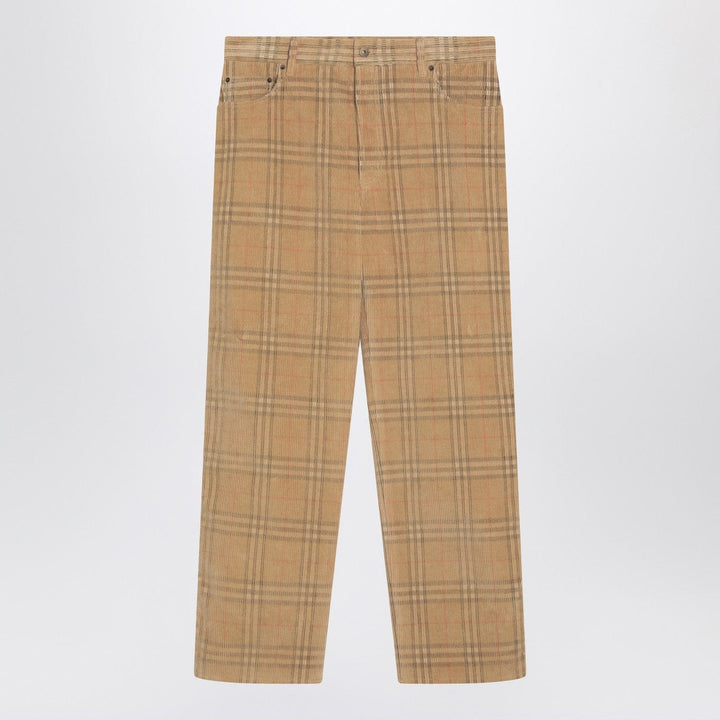 Pants Burberry - Sand-coloured check corduroy trousers Brand