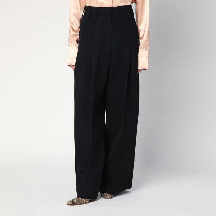 Jil Sander - Wide black pants in silk blend Brand Pants 36  FR