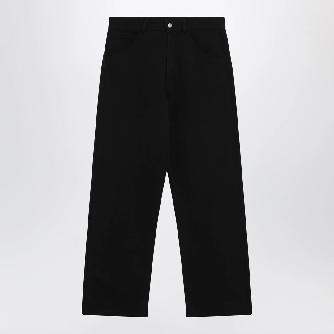 MM6 Maison Margiela - Wide-leg cotton trousers with embroidered logo, black Brand Pants S