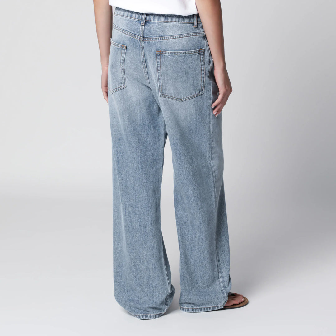 Róhe - Blue Washed-Effect Bruun Wide-Leg Jeans Brand Pants