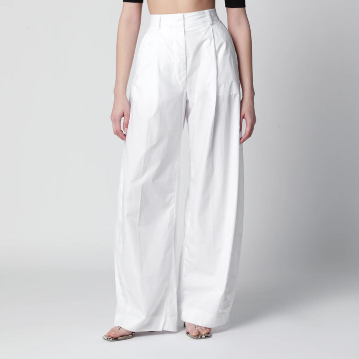 TheLatest - Axel pleated wide-leg cotton trousers in white Brand Pants 38  IT