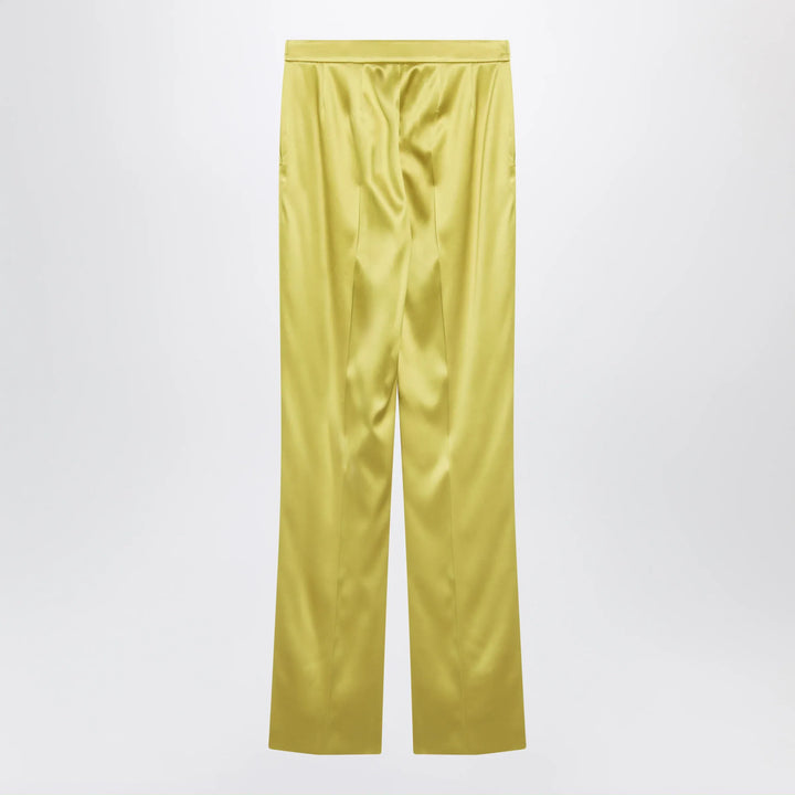 Valentino - Avocado-colored trousers in shiny silk blend Brand Pants 42  IT