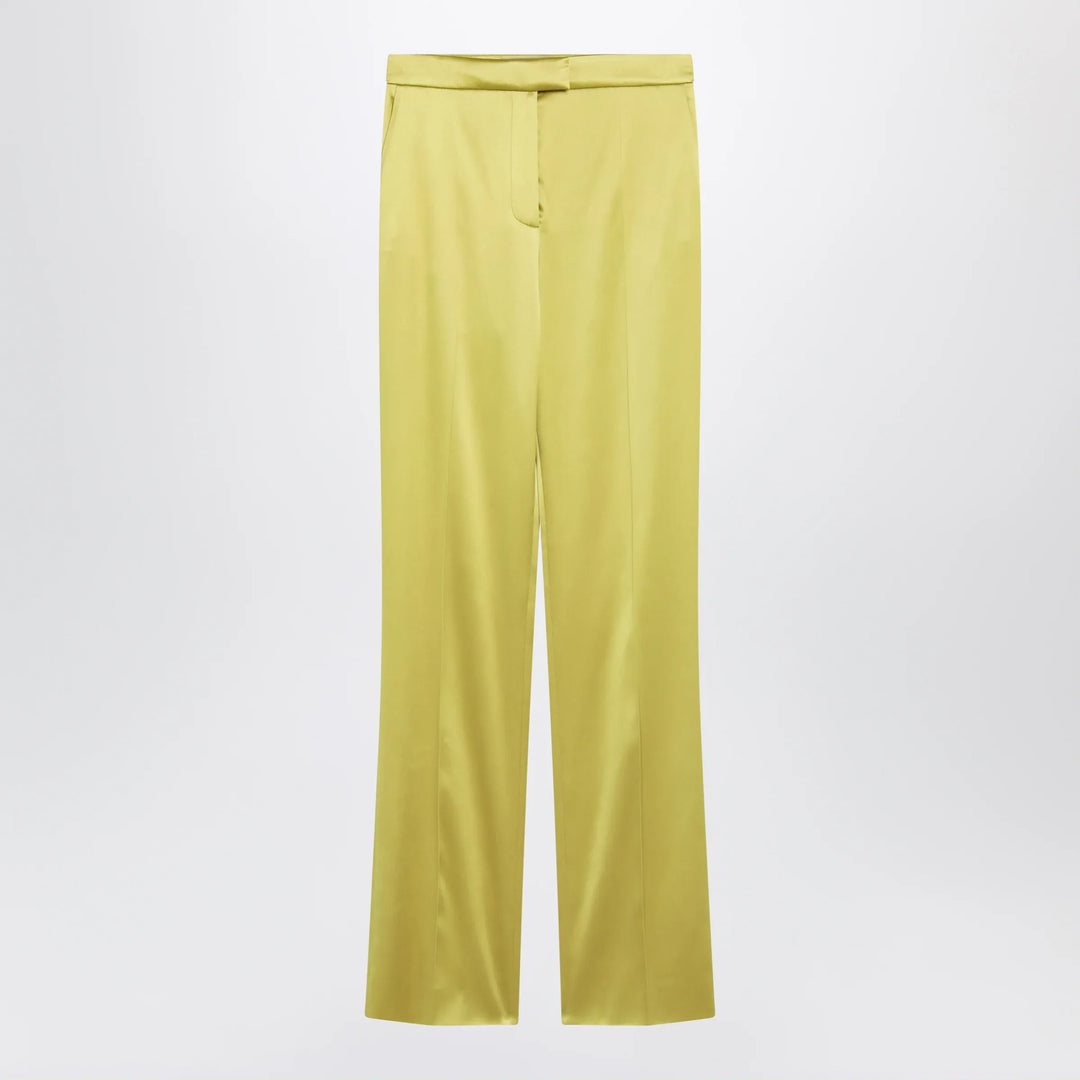 Valentino - Avocado-colored trousers in shiny silk blend Brand Pants 42  IT