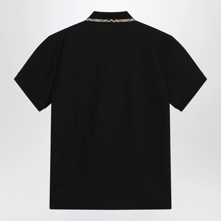 Burberry - Black cotton polo with Check detail by Burberry Brand Polo