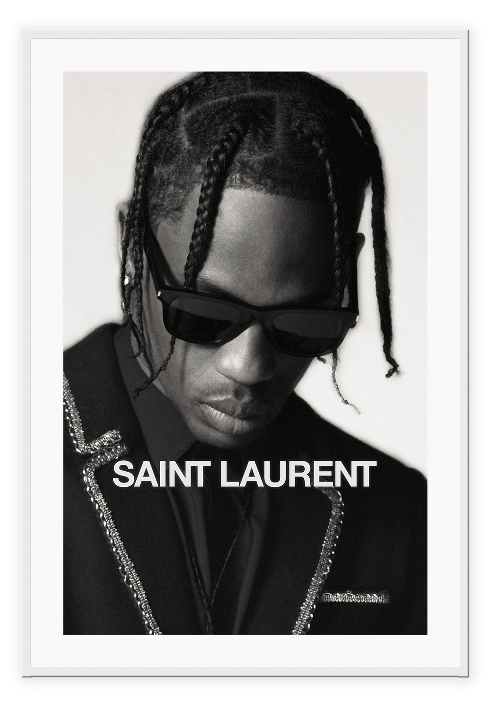 Canvas Print 50x70cm / White Travis Scott Saint Laurent Travis Scott Saint Laurent Wall Art : Ready to hang framed artwork. Brand