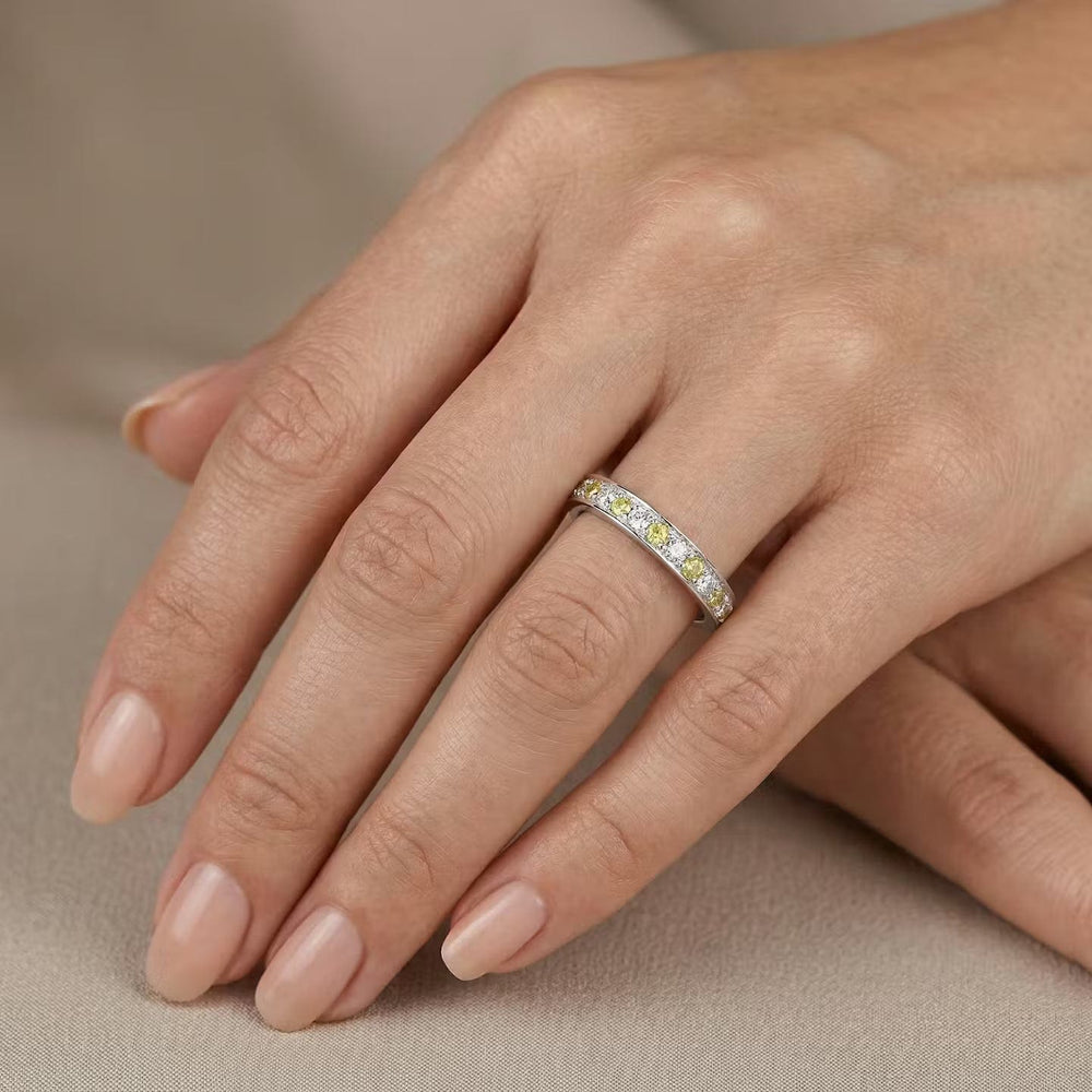 LEIBISH 0.15ct Fancy Yellow & White Diamond Band Brand Ring
