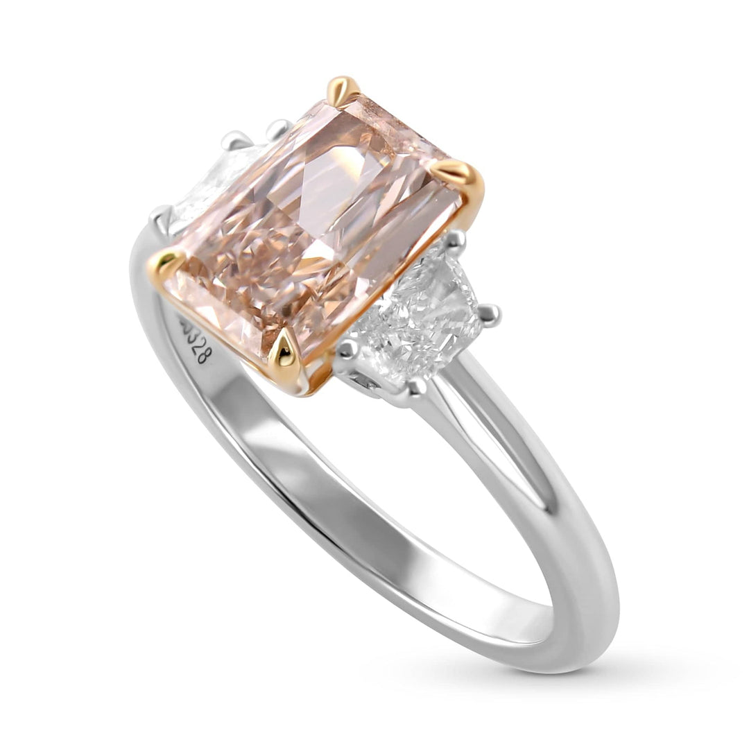 LEIBISH 2.16ct Fancy Pinkish Brown Radiant Three-Stone Ring Brand Ring