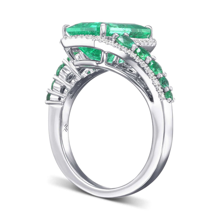 LEIBISH 3.75ct Muzo Emerald &amp; Diamond Couture Ring Brand Ring