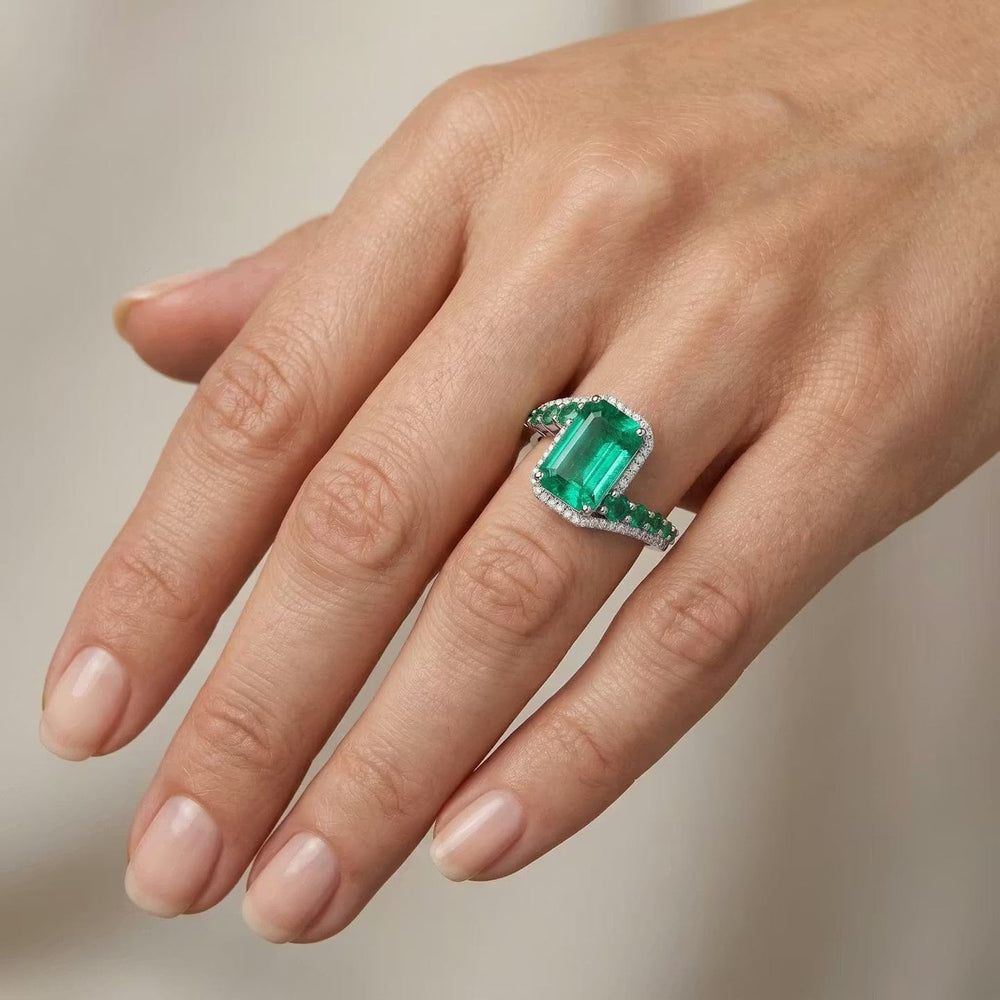 LEIBISH 3.75ct Muzo Emerald & Diamond Couture Ring Brand Ring