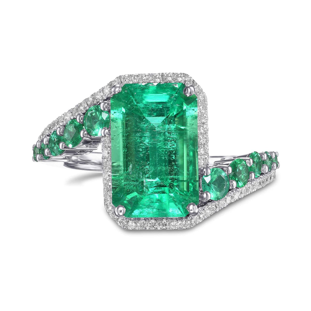 LEIBISH 3.75ct Muzo Emerald &amp; Diamond Couture Ring Brand Ring