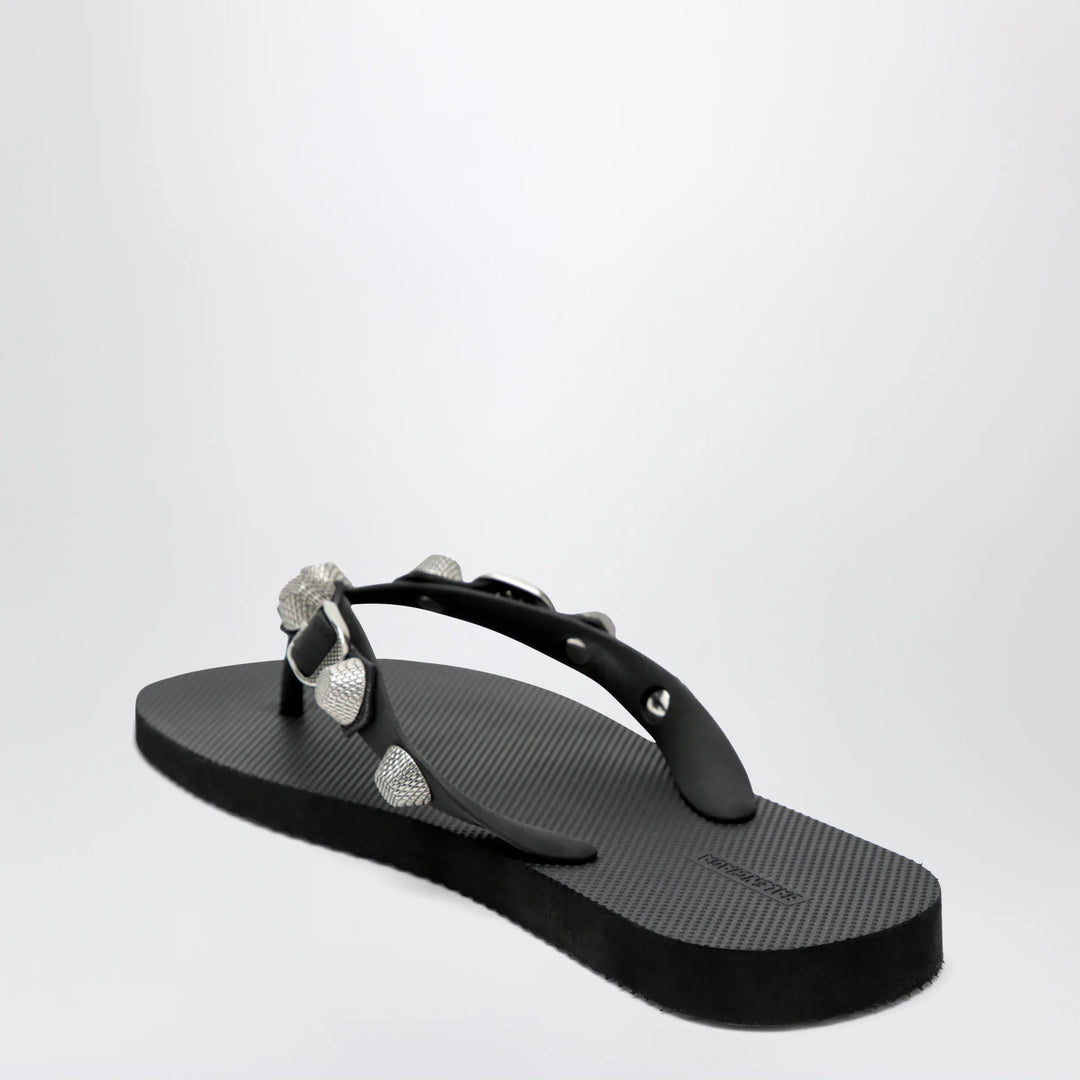 Balenciaga - Cagole black rubber thong slides Brand Sandals