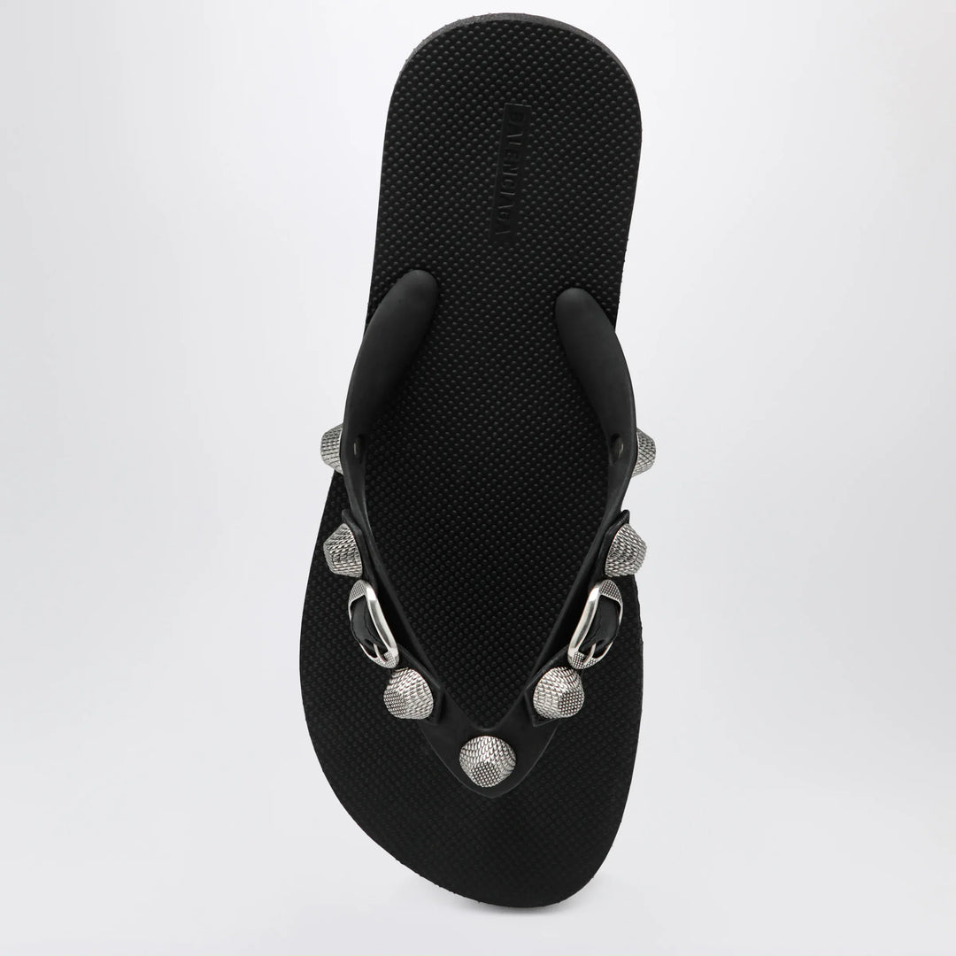 Balenciaga - Cagole black rubber thong slides Brand Sandals