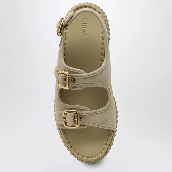 Chloé - Nama wedge sandals in sand Brand Sandals
