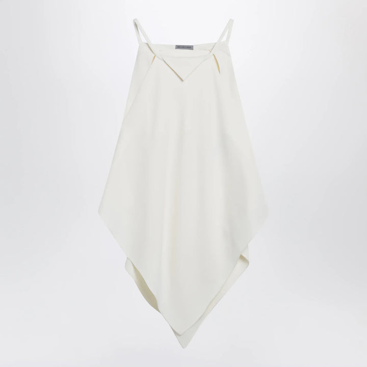Balenciaga - Scarf-inspired wool and silk crepe top in ivory Brand Scarf 36  FR