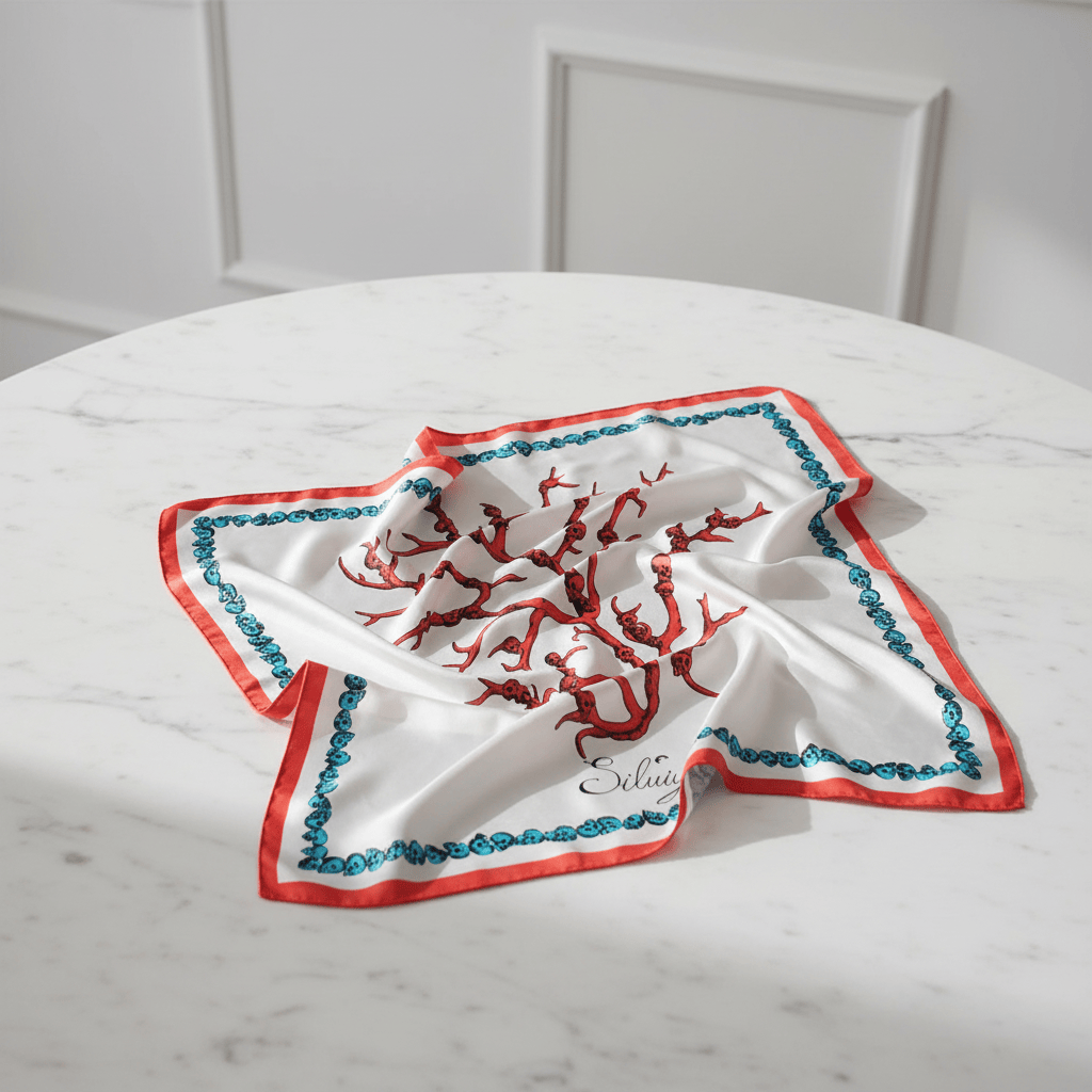 Genius Corallis Silk Scarf By Silviya Neri Brand Scarves
