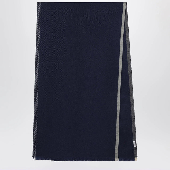 Brunello Cucinelli - Blue/Brown/Grey Wool and Cashmere Scarf Brand Scarves &amp; Shawls U