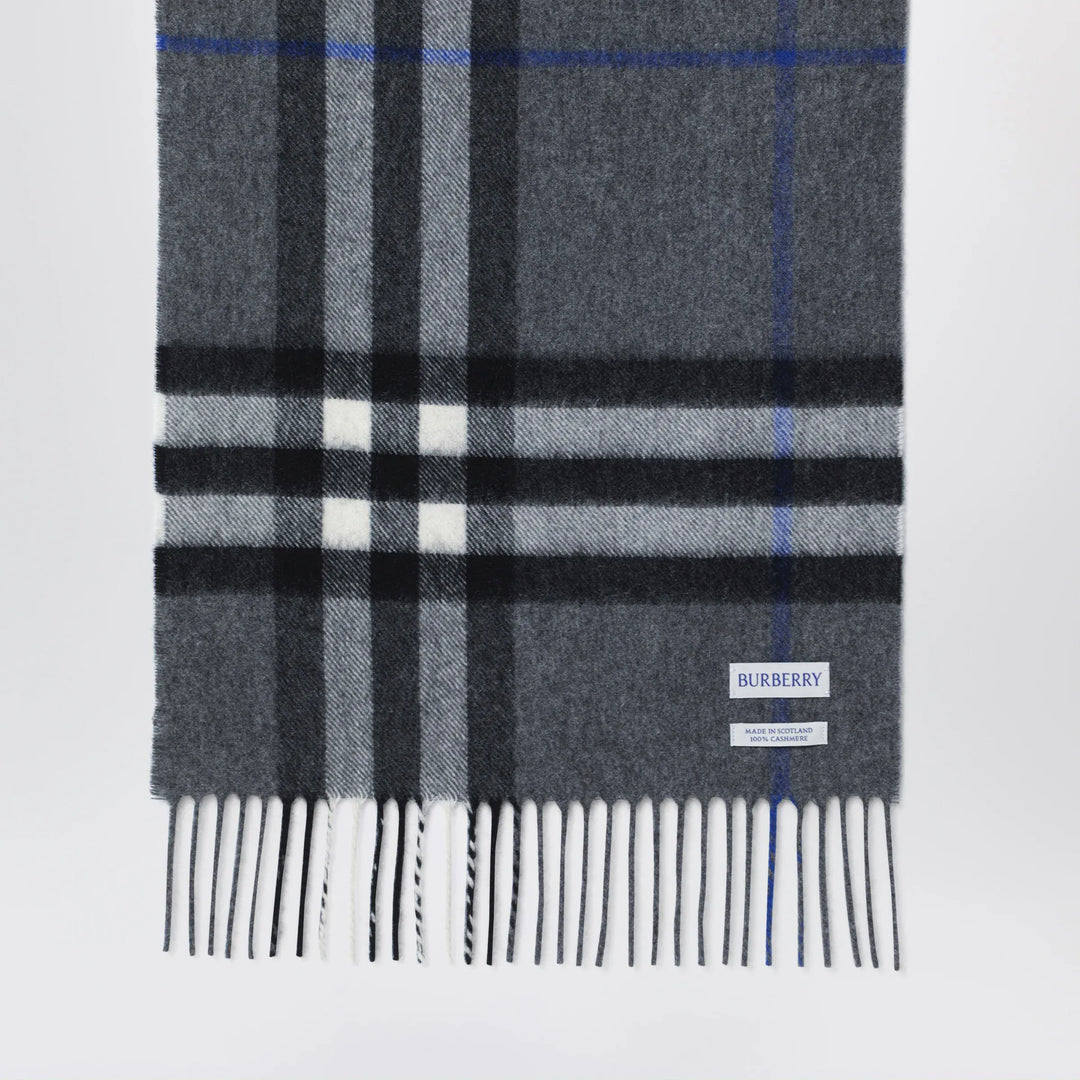 Burberry - Check cashmere scarf in Marlborough Grey Brand Scarves &amp; Shawls U