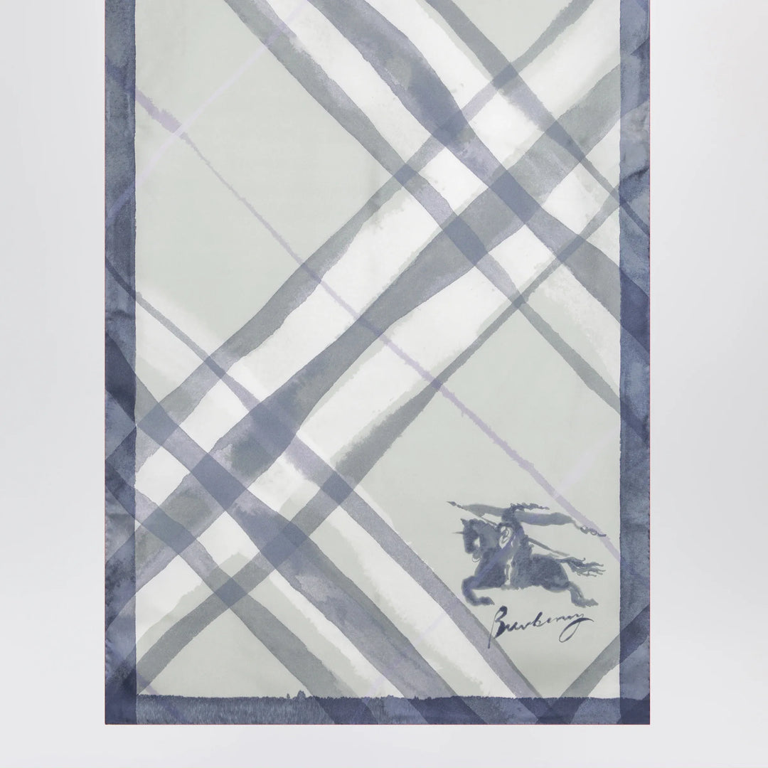 Burberry - Large watercolour Check silk scarf in green Brand Scarves &amp; Shawls U