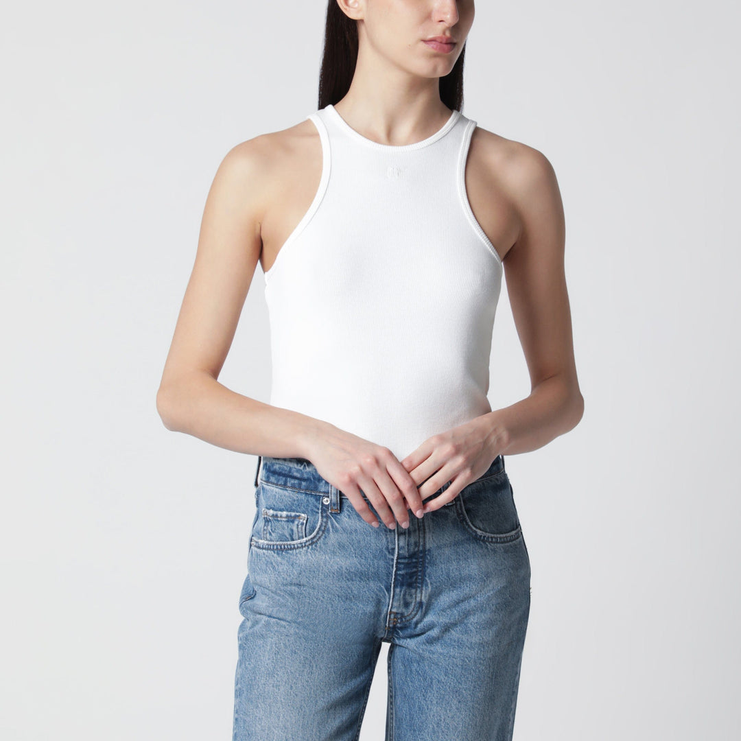 Shirts &amp; Tops ANINE BING - Cream ribbed tank top with logo embroidery Brand