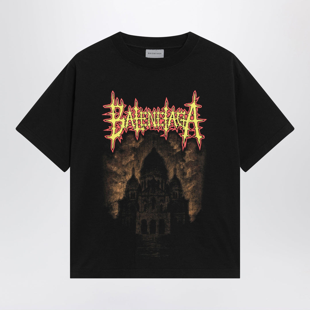 Shirts &amp; Tops Balenciaga - Sacré Cœur print medium-fit cotton T-shirt in black Brand