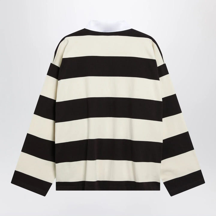 Balenciaga - Striped jersey polo shirt in cotton, brown Brand Shirts &amp; Tops