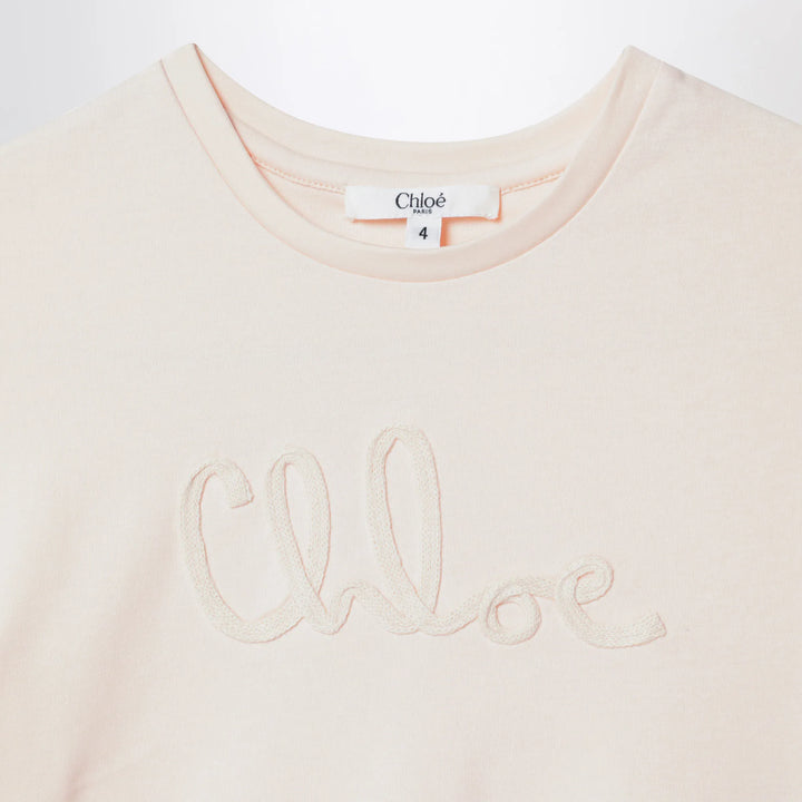 Chloé - Light pink cropped T-shirt with logo embroidery Brand Shirts &amp; Tops