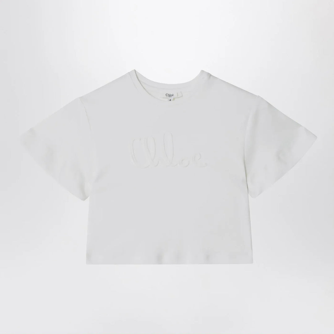 Chloé - White cropped T-shirt with logo embroidery Brand Shirts &amp; Tops 2
