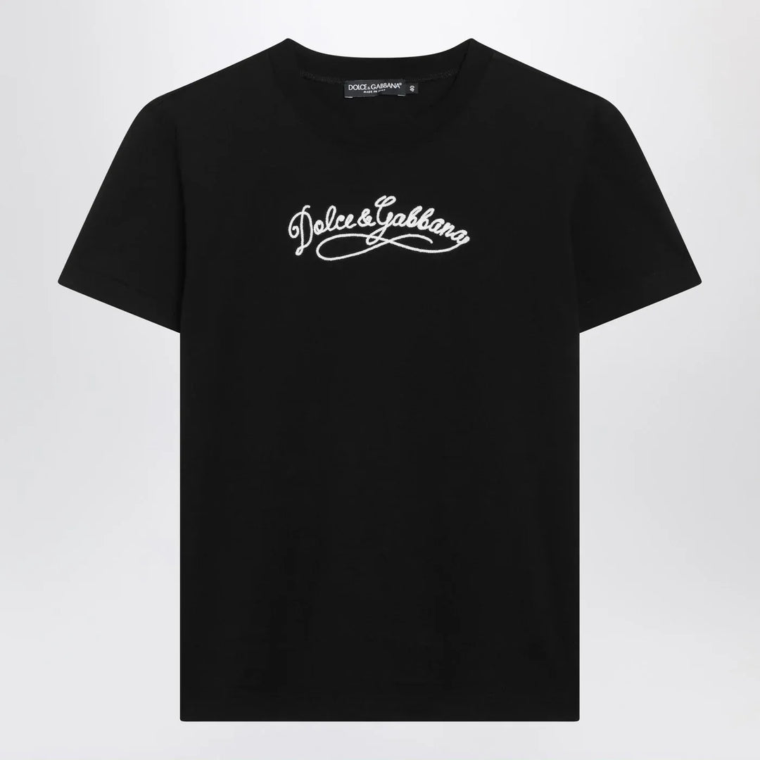 Dolce&amp;Gabbana - Black jersey T-shirt with embroidery Brand Shirts &amp; Tops 40  IT