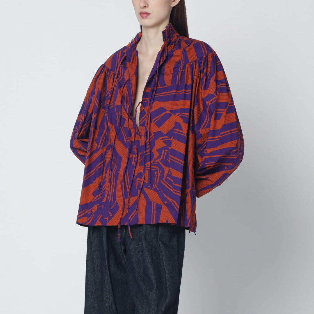 Shirts & Tops Dries Van Noten - Loose shirt with ruffle details and Crushed Stripe print Brand