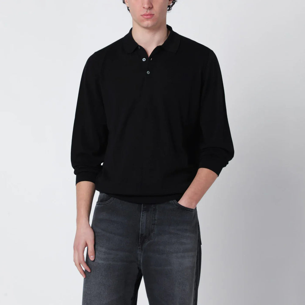 Drumohr - Black cotton polo Brand Shirts & Tops 48 IT